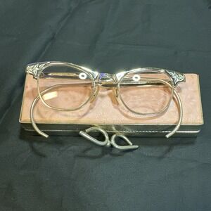 Vintage ArtCraft Cat Eye Glasses 1/10 12K GF Gold Filled Aluminum Floral 18mm
